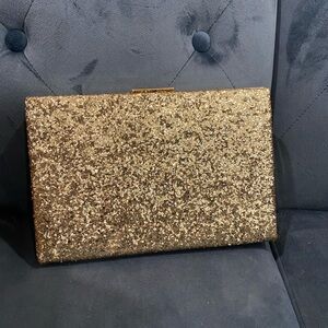Kate Spade gold glitter evening clutch